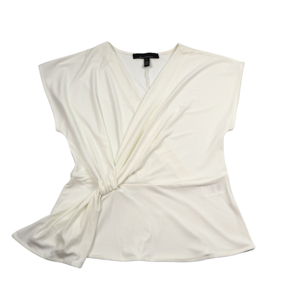 White House Black Market Cream Draped Twist Blouse Small